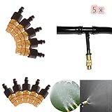 Kicode 5個スプレーノズル調節可能な真鍮ミスホースコネクタ園芸アウトドア水遣り灌漑噴霧器スプリンクラー