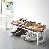 山崎実業　伸縮シューズラック　LINE(ライン)　1段タイプ　幅38～70cm　ホワイト　送料無料