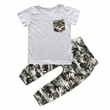 夏2pcs Baby Boy半袖迷彩グレーポケットTシャツトップTシャツ+パンツセット カラー: グレー