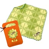 モヌモヌ monumonu タオルハンカチ 綿100％ かわいい いぬ グリーン フェルトバッグ入り 23×23cm