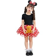 Amazon Fuman ミッキー コスプレ コスチューム 子供用 キッズ ミニー コスプレ 衣装 ドレス 女の子 なりきり ワンピース キッズ 仮装 ドット柄 ハロウィン 仮装 イベント 1 キッズコスチューム おもちゃ
