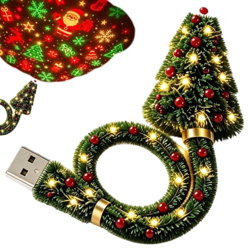 クリスマス用プロジェクションライト クリスマスツリー天井プロジェクターライトプラグアンドプレ クリスマスプロジェクター 6種類のホリデーパター | プロジェクションマッピング USB電源のホリデーナイトライト6枚スライド付き ホリデープロジェクターラ