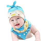 （サクララ）Sakulala ベビー 赤ちゃん 新生児用　帽子 ハット 角 付き キャップ と スタイ ビブ よだれ掛け 子ども 幼児 綿 女の子 男の子 2 点セット ひよこ