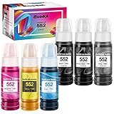 ecodot 互換詰め替えインクボトル エプソン552 T552用交換品 ET-8550 ET-8500プリンター用(6パック)