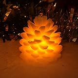 クリスマステーマワックスLED Candle withタイマー Pine Cone ホワイト JD12808