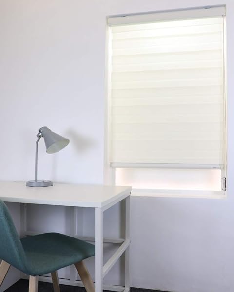 TAKIBLIND Custom Dimming Roll Screen (0.5cm increments Free Size Specify) Roll Curtain Blinds (W60 x H90 (cm), Ivory) - 1
