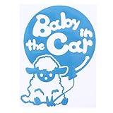ブルー（青） Baby in the car ひつじ ヒツジ 動物 赤ちゃん ステッカー 窓ガラス用シールタイプ キッズ 子供 車の後ろ ※吸盤・マグネッ...