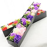 BIOBIO ローズBOXスリム　フレグランスソープフラワー　ふた付きボックス　お祝い　記念日　お見舞い　バレンタインデー　ホワイトデー　母の日　　 (パープル)