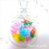 【楽天ランキング1位】【高級プリザーブドフラワー】 レインボーガーベラ×ダイヤモンドレインボーローズ　プリザーブドフラワーベアドーム　誕生日 母の日　結婚記念日　結婚祝い　卒業祝い　プレゼント