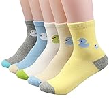 ＮiBao 男の子 女の子スポーツ コットンソックス キッズ 子供 スニーカー トレーニング 通学 シンプル 可愛いあひる 梳毛綿 靴下 5足セット (M　9-12)
