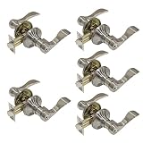 Probrico波スタイルドアレバー内部寝室Entrance 1つキー溝エントリドアロックキー設定Lockset inサテンニッケル 5 Pack HMDL12061-SNET-Combo-5pack