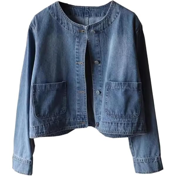 Amazon | [リーバイス] デニムジャケット 襟なしノーカラー クロップド