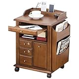 サイドワゴン 収納 ベッドサイド 鍵付きサイドテーブルワゴン ハイタイプ ミドルブラウン KP-4500MBR