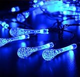 Jimeng　水滴型　4.8m20灯　ソーラーストリングライト　防水　イルミネーション　LED　ガーデンライト　ブルー