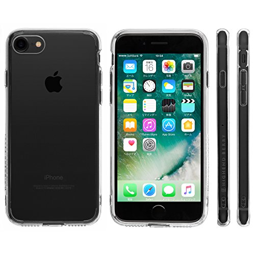 Highend berry iPhone8 iPhone7 ケース 耐衝撃 ハイブリッド ケース アイフォン7 アイフォン8 カバー Unity 落下防止 用 ストラップ ホール 付き 保護キャップ 一体型 ストラップ 付き クリア