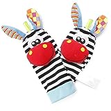 2pcs Baby Lovely Animal ZebraソックスRattles Toys Findersグローブ幼児Kids足