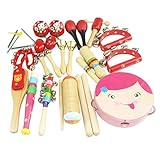 Happy Cherry キッズ/子供/ベビー 誕生日 クリスマス プレゼント 木製のロールドラム音楽玩具楽器16件一セットごとに - ピンク