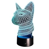 7 Color ChangingグラデーションNight Light Cat 3d LED寝室テーブルAtmosphere Illusionランプホームパーティー照明装飾新しい年ギフト