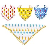 ベビー ビブ スタイ 三角 コットン 防水 4点セット サイズ調整 食事 ギフト 出産祝い プレゼント (Set 2)