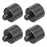 PATIKIL マイクスタンドアダプター 1/4オス-1/4メス カメラネジアダプター マイク三脚スタンド用 ブラック 4個