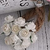 freebilyミニ人工フェイクローズフラワーウェディングデコレーションヘッド芽ローズブーケパーティーFavor Decor One Size ホワイト