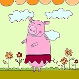 Green Leaf Art Dancing Pig Canvas Art [並行輸入品]