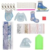 アートクラフト、クリスマス飾りDIY荷物飾りキーホルダー、服スタイルペンダントDIY 5Dダイヤモンドペイントキーホルダーファミリーアクティビティホーム