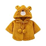 Tovadoo 子供服 ベビー服 女の子 コート マント アウター 秋冬物 五分袖 プリンセス ふわふわ 防寒 熊 毛玉 可愛い プレゼント フォーマル 結婚式 保育園