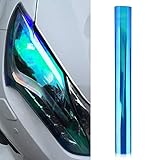 ヘッドライトフィルム カーフィルム ヘッドライトステッカー カーラッピングフィルム 車 色が変化する 紫外線対策 取り付け簡単 ヘッドライト フォグランプ テールランプ 適用 (30*120CM-ダークブルー)