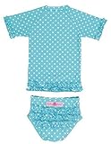 Rufflebutts ラッフルバッツ キュートなドット柄のフリフリ ラッシュガード 水着（水色） (12カ月～18カ月（75cm）) [並行輸入品]
