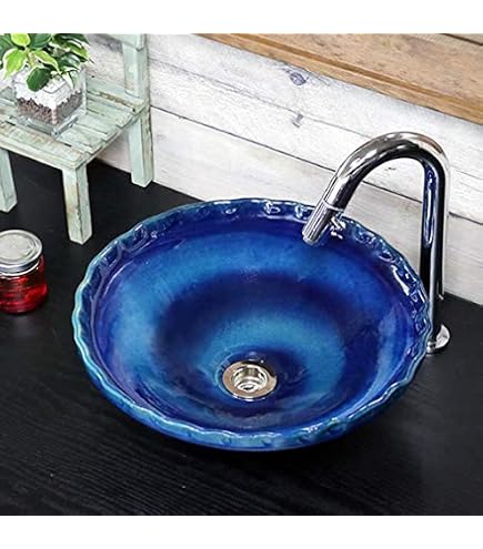 Amazon | 信楽焼 手洗い鉢【金彩 洗面ボール tr-2273】洗面器 陶器洗面