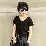 TavodooTシャツ　Vネック　無地　野生のセクション　男の子　半袖　カジュアル　おしゃれ　夏　人気　新品　キッズ　子供用　幼児　ベビー服　子供服　誕生日　プリンセス　ブラック　ホワイト　 (120