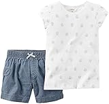 カーターズ Carter's Tシャツ キッズ子供服 フリル袖 綿ジャージー100% ＆ ショートパンツ 綿シャンブレー100% 2点セット 2-Piece Top & Short Set 2T (8