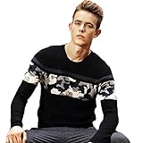 セーター トレーナー メンズ ニット 細身 タイト ケーブルニット カジュアル ニット 秋服 長袖 秋物 秋冬 リブニット メンズ カジュアル 大きいサイズ ダークブルー XL