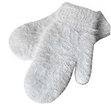 女性のミトン暖かい厚手の手袋冬の手袋を編む、グレー