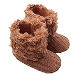 MissとMr 幼児用 ベビー用 子供靴 シューズ スノーブーツ ルームシューズ 防寒 子供 靴 モコモコ 室内履あったか 出産祝い 誕生日　プレゼント (12cm, ブラウン)
