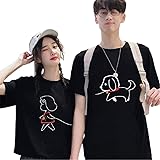 [ＪＵＴＡＯＰＩＮ＼ジュタオピン] ペア カップル tシャツ ペアルック tシャツ カップル 半袖 夏 おそろい 服 カップル コーデ t シャツ おしゃれ トレーナー ペアルック パーカー かわいい 夫婦 家族 レディース tシャツ ブランド メンズ amazon 大きいサイズ mka1tx0024-BK-G-L