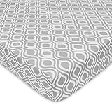 TL Care 100% Cotton Percale Fitted Crib Sheet, Gray Ogee, 28 x 52 by TL Care