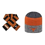 NCAAテキサスLonghornsサンセットビーニー帽子とストライプラグビースカーフ2パックバンドル