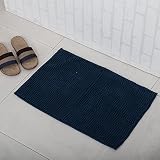 シェニール織ラグノンスリップ浴槽マットシェニール織Floor Rug 16.5 " X 24.4 ブルー BR