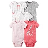 カーターズ Carter's 女の子用ベビーピンクアニマルフレンド半袖ボディスーツ5枚セット (newborn(-55cm)) [並行輸入品]