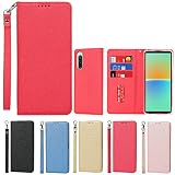 Eastwave ソニーXperia 10 IV SO-52C SOG07 ケース xperia 10IV ケース 手帳型 Sony 10 iv caseストラップ付き PU皮革 明るい色 内蔵マグネット 携帯カバー カードポケット スタンド機能 便利 レッド