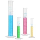 iplusmile メスシリンダー 測定シリンダー 透明 試験管 計量 カップ 測定 ビーカー 液量計 プラスチック製 透明計量【10ml / 25ml / 50ml / 100ml 4本】化学測定
