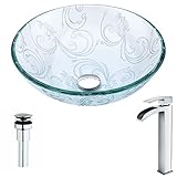 Vienoシリーズのクリスタルクリア花のキーでdeco-glass容器シンク蛇口ポリッシュクローム