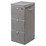 フラップボックス タオル収納 衣類 フラップ 収納 ランドリーボックス フロントオープン 布製 3段 グレー