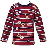 2018年 秋物 アンパンマン 天竺 ボーダー風総柄 長袖Ｔシャツ Anpanman レッド◇90cm