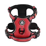 IVY&LANE 犬用ハーネス 喉に優しい 小型犬、中型犬、大型犬用 調節可能 夜間反射材 通気性 引っ張り防止 簡単着脱 散歩 犬 ハーネス 柴犬 秋田犬 訓練 ドッグ 胴輪 (レッド, XS)