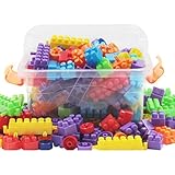 AKSSWEET ブロック　積み木 知育　おもちゃ 玩具 男の子 女の子 贈り物 誕生日プレゼント 収納ケース付き　3歳以上 (130個セット)