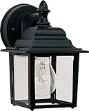 High Quality 1025BK One Light Glass Wall Lantern, Black