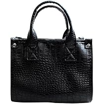 ミニトートバッグ　ハンドバッグ　カートバッグ　本革　ブラック　ゴルフ Amazon | [AWESOME] オーサム クロコデザイン ミニトートバッグ